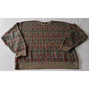 Vintage TSR Sweater Men's sz M/L Geometric Abstract Print Grandpa Multicolor USA